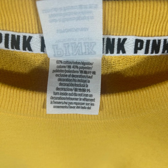 PINK Victoria's Secret Yellow Cropped Oversized Sweatshirt Casual Comfy Small - Picture 5 of 5